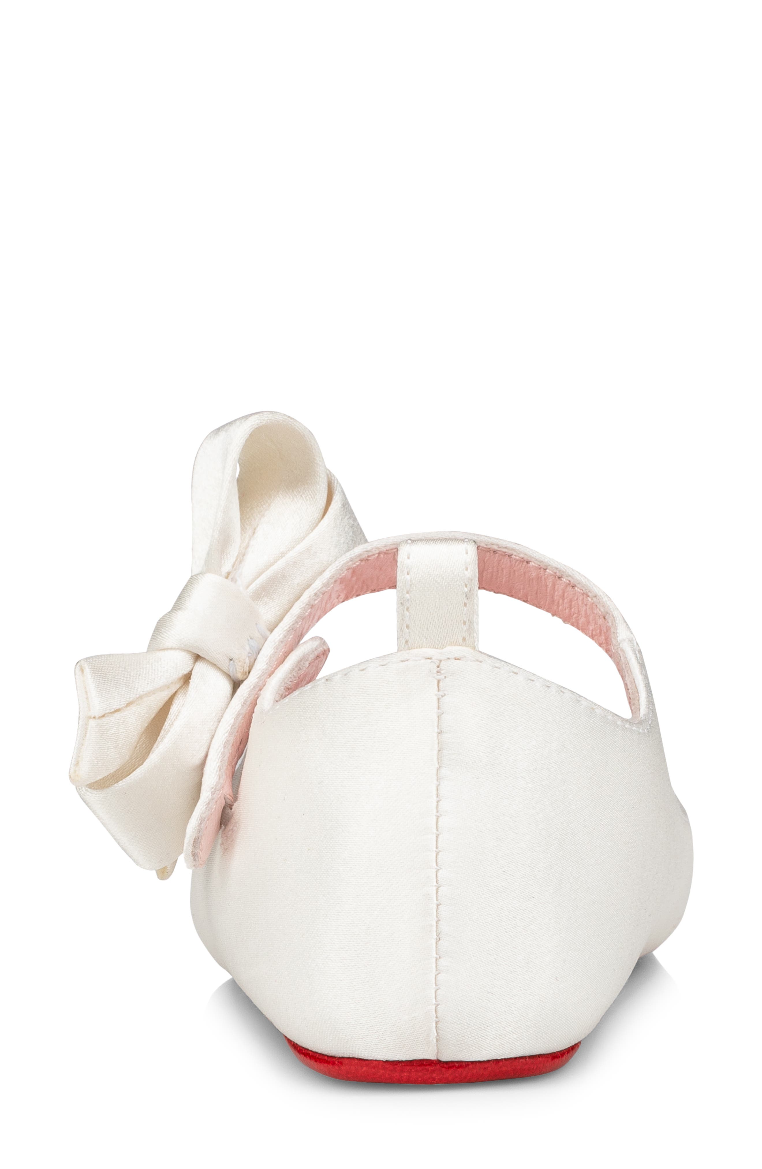 Christian Louboutin Lou Babe Silk Crepe Satin Crib Shoe, Alternate, color, 