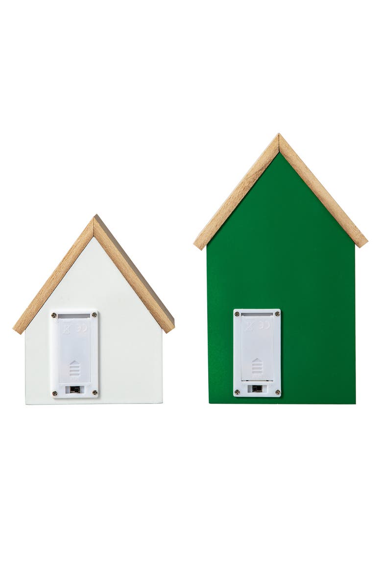 Glitzhome Set of 2 Lighted St. Patrick's Wooden House-shaped Table Decor, Alternate, color, Green