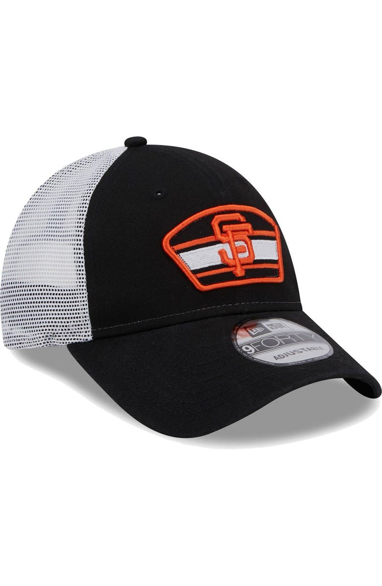 New Era Men's New Era Black/White San Francisco Giants Logo Patch 9FORTY Trucker Snapback Hat, Alternate, color, Black