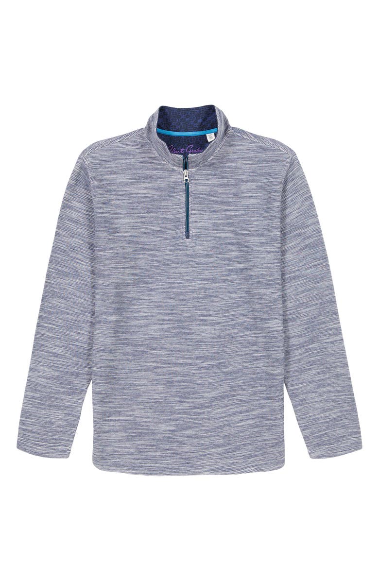 Robert Graham Ledson Space Dye Cotton Quarter Zip Top, Alternate, color, Navy