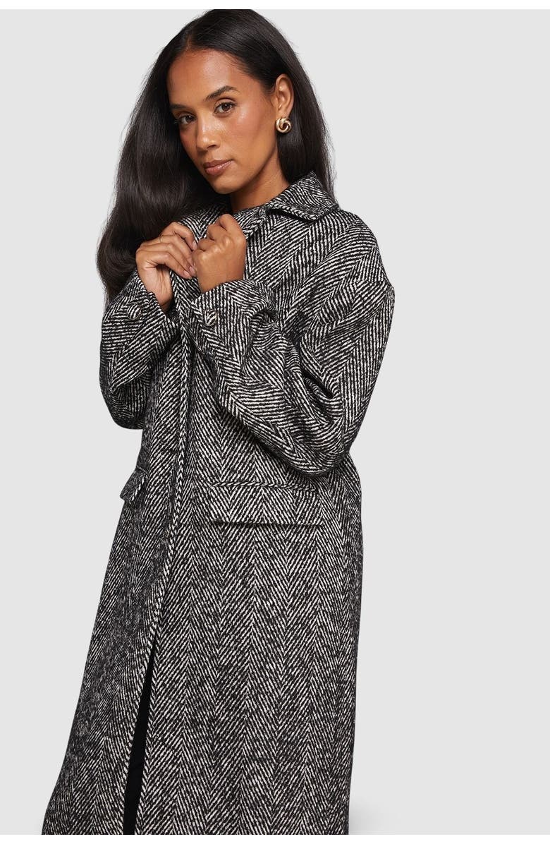 Wallis Collared Cuff Detail Maxi Coat, Alternate, color, Black