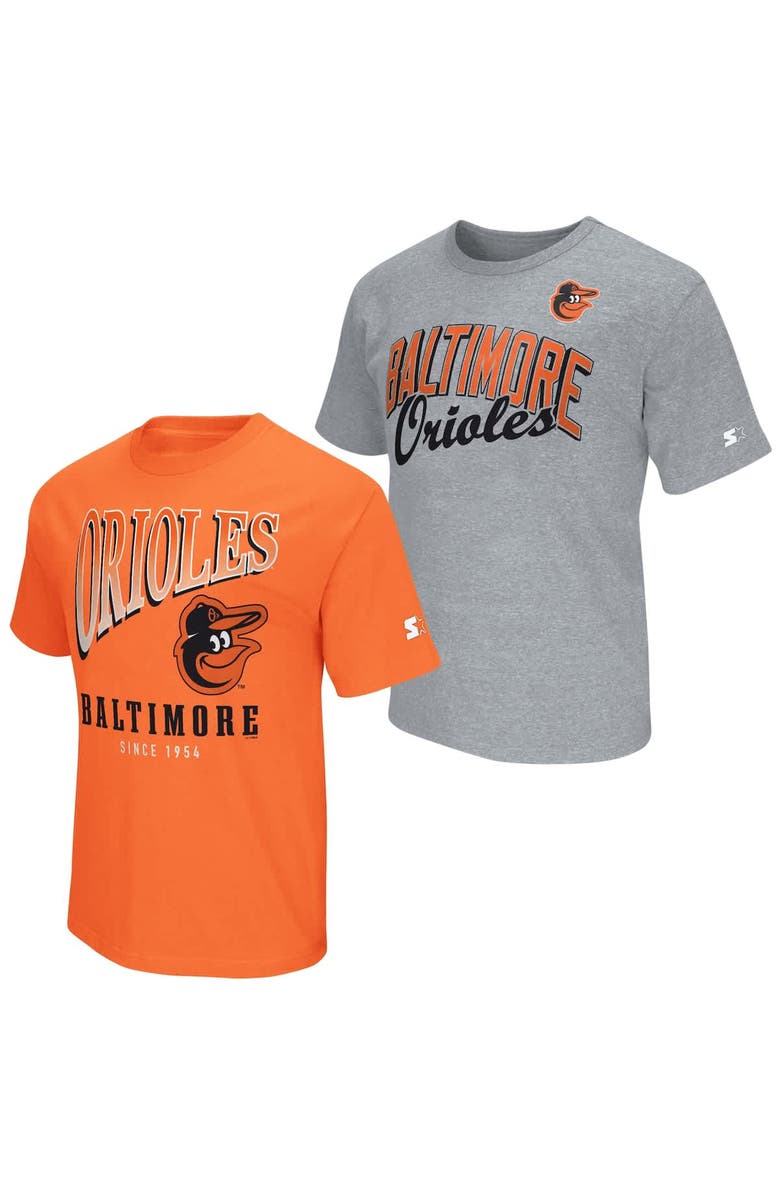 STARTER Men's Starter Orange/Heather Gray Baltimore Orioles Two-Pack T-Shirt Set, Main, color, Orange