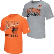 STARTER Men's Starter Orange/Heather Gray Baltimore Orioles Two-Pack T-Shirt Set