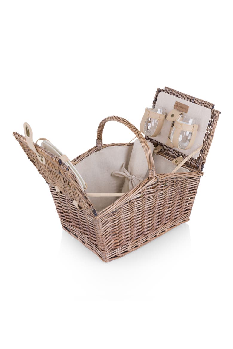 Piccadilly Wicker Picnic Basket, Alternate, color, BEIGE