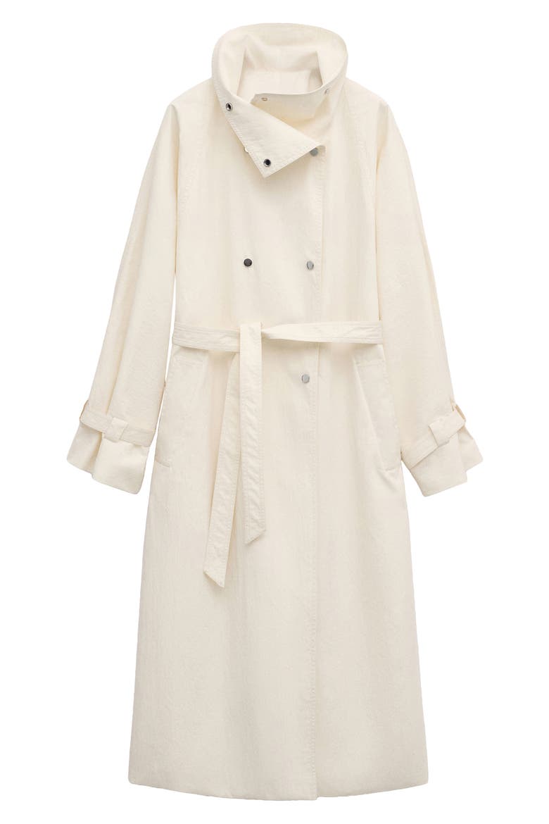 Funnel Neck Oversize Cotton Blend Trench Coat, Main, color, ECRU