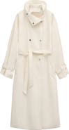 MANGO Funnel Neck Oversize Cotton Blend Trench Coat
