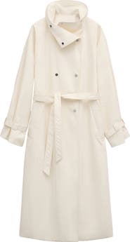 MANGO Funnel Neck Oversize Cotton Blend Trench Coat