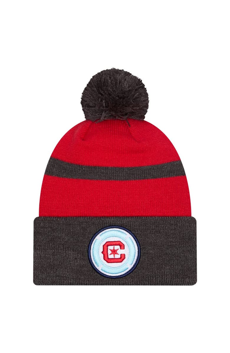 New Era Men's New Era Black Chicago Fire 2025 Kickoff Cuffed Knit Hat with Pom, Main, color,