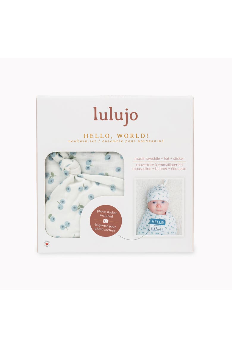 Hello World Hat & Swaddle Set, Alternate, color, Blueberries
