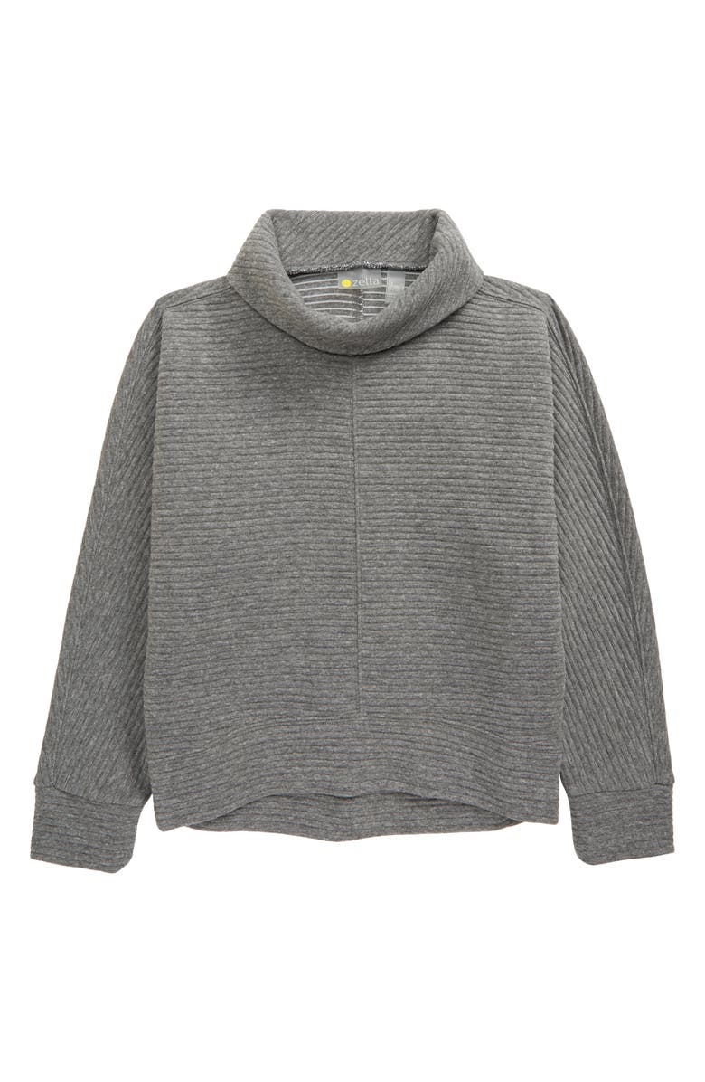 Zella Girl Kids' Carey Ribbed Funnel Neck Pullover, Main, color,
