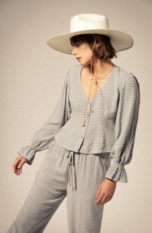 Brixton Meadow Gingham Check Button-up Shirt In Azure Blue Gingham