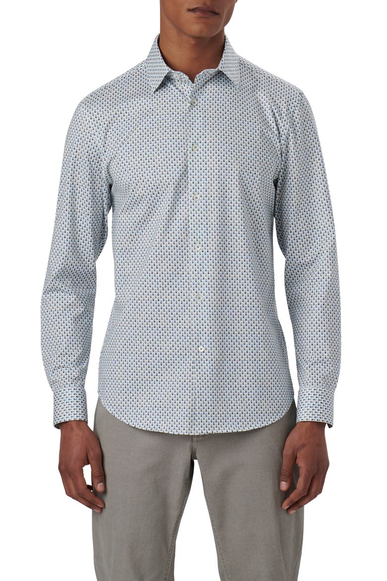 James OoohCotton® Double Dot Print Button-Up Shirt, Main, color, CHALK