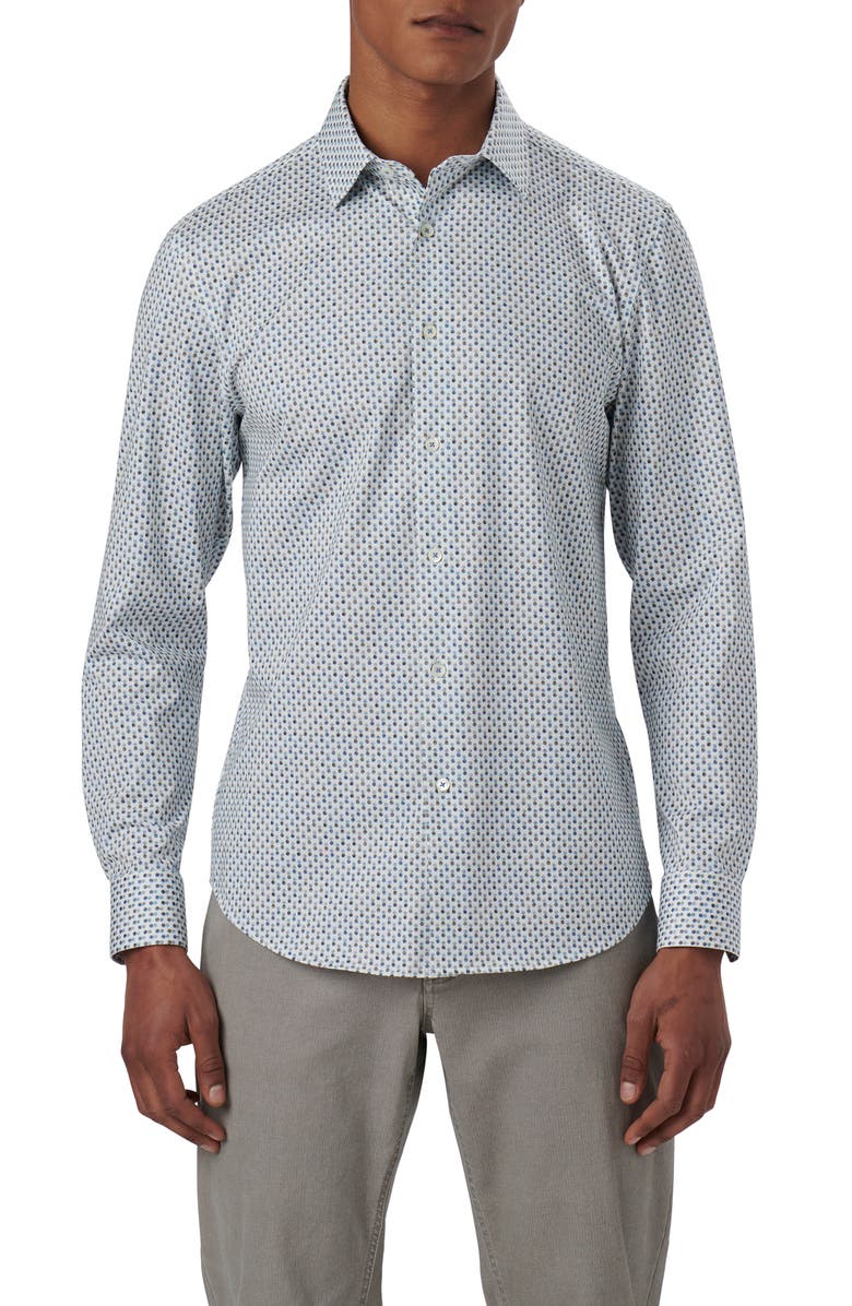 Bugatchi James OoohCotton<sup>®</sup> Double Dot Print Button-Up Shirt, Main, color,