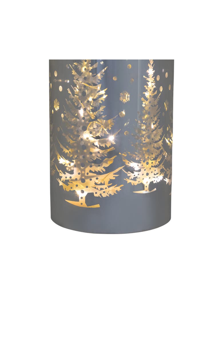 Northlight LED Lighted Winter Pine Trees Glass Hurricane Christmas Candle Decoration - 8", Alternate, color, Black