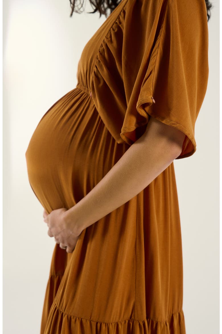 Claudette Maternity maxi dress, Alternate, color, Camel