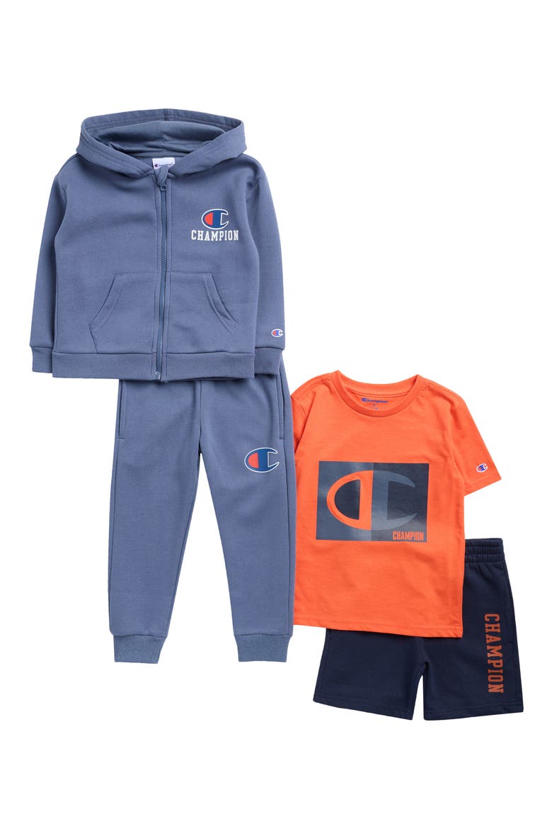 Kids' 4-Piece Hoodie, T-Shirt, Joggers & Shorts Set, Main, color, VINTAGE INDIGO