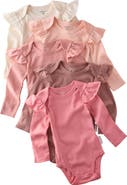 BUTTERBLU Ashley Ruffle Long Sleeve Organic Cotton Assorted 5-Pack Bodysuits