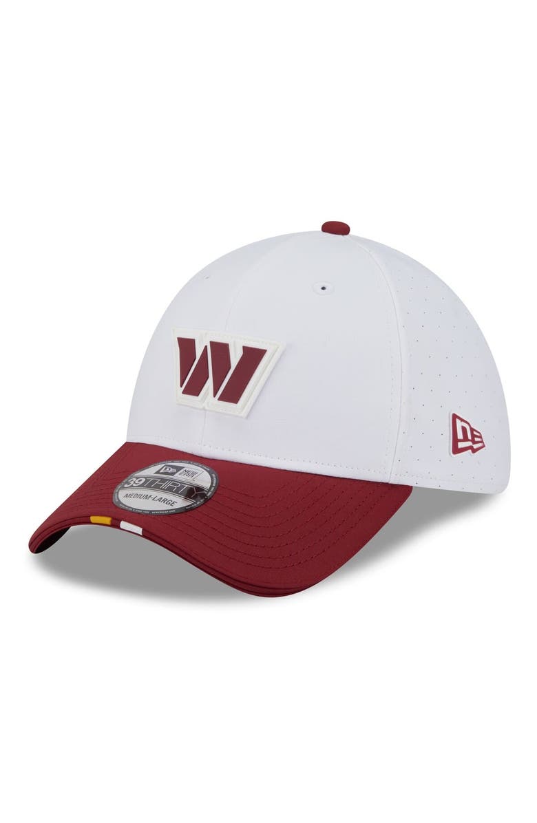 New Era Men's New Era  White/Burgundy Washington Commanders 2025 NFL Training Camp 39THIRTY Flex Hat, Alternate, color, White