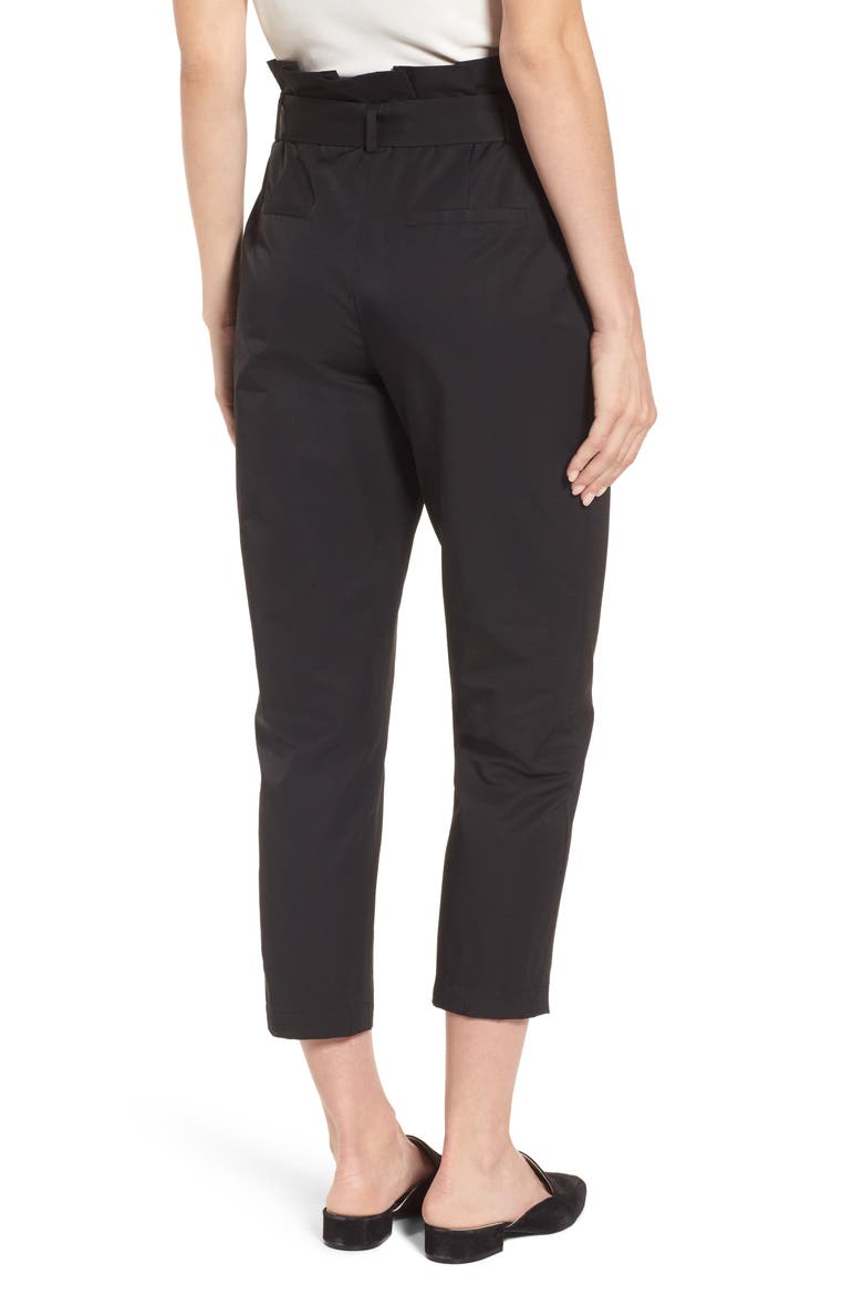Paperbag Tie Waist Pants, Alternate, color, BLACK
