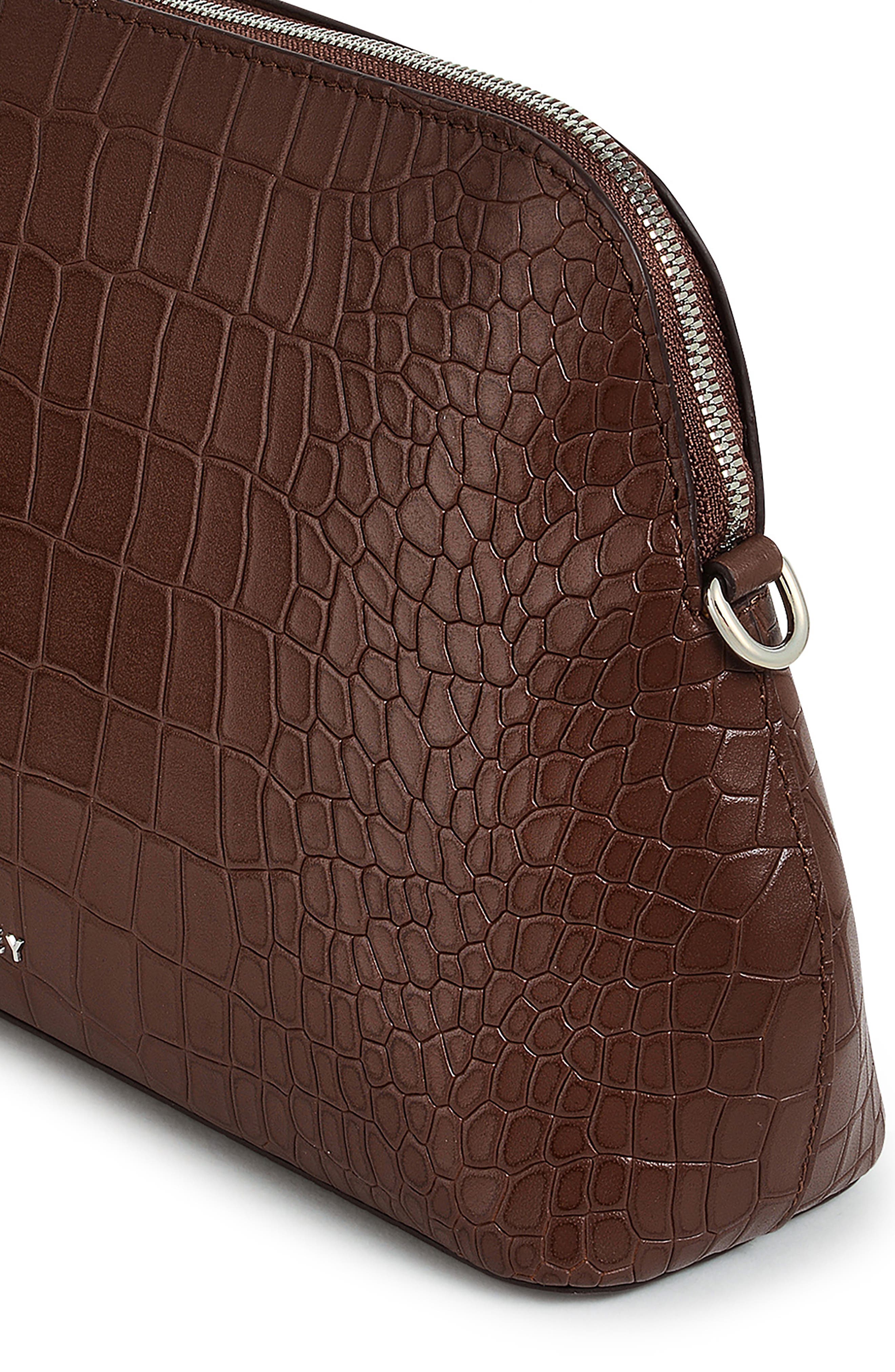 Radley Liverpool Street Croc Embossed Crossbody Bag, Alternate, color, Walnut