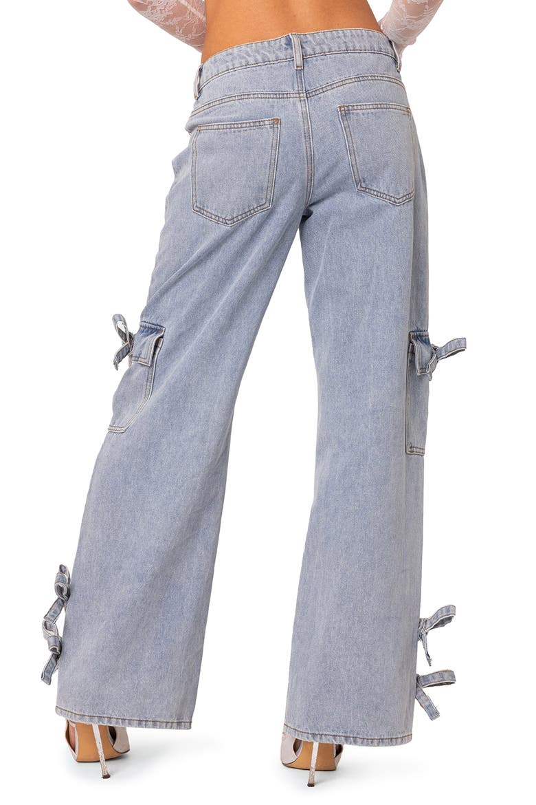 Bows 4 Days Low Rise Wide Leg Cargo Jeans, Alternate, color, LIGHT-BLUE