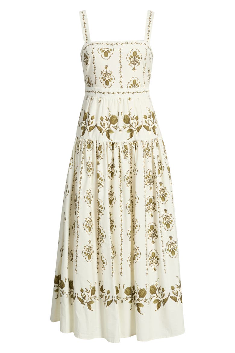 Print Sleeveless Midi Dress, Alternate, color, BEIGE MULTI