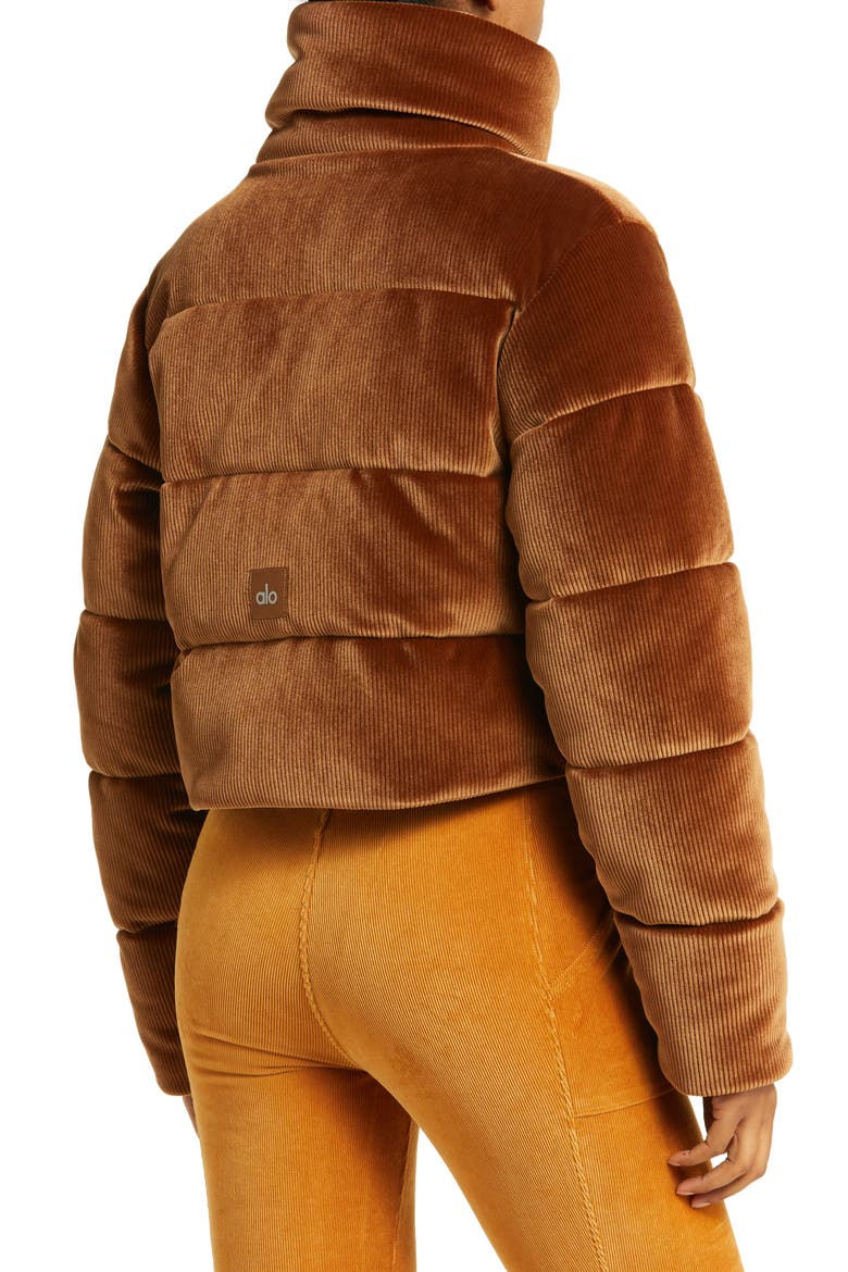 Gold Rush Rib Velour Puffer Jacket, Alternate, color, CINNAMON BROWN