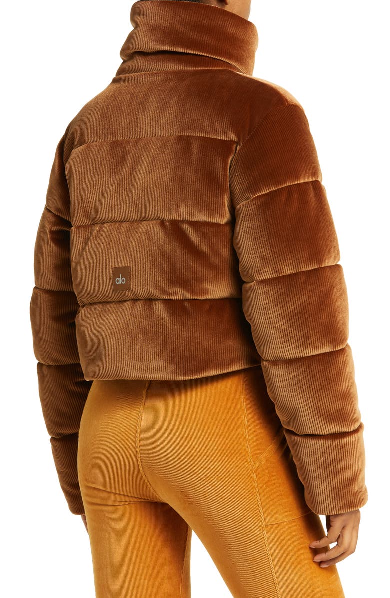 Alo Gold Rush Rib Velour Puffer Jacket, Alternate, color, 