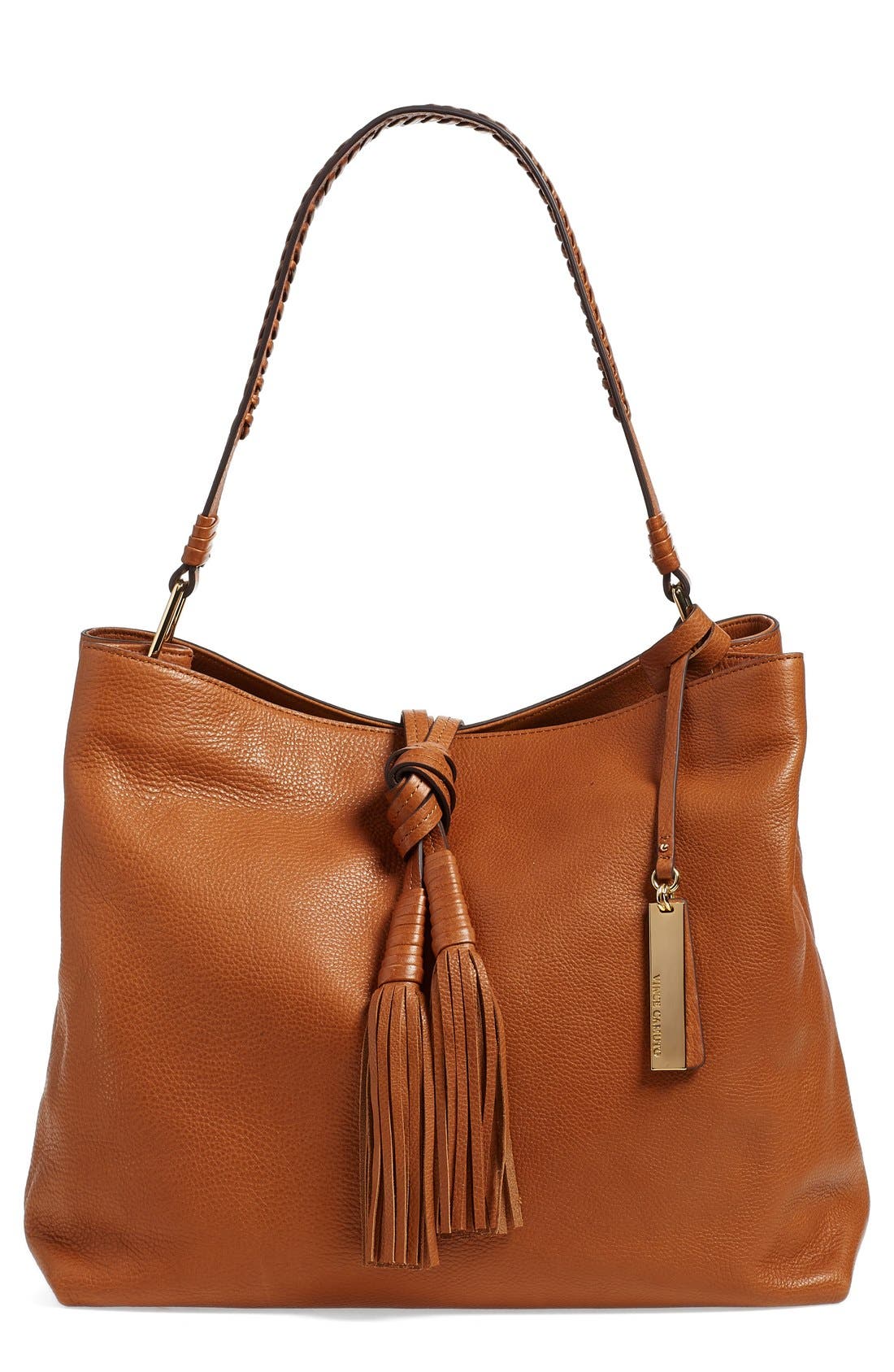 'Taro' Tassel Leather Hobo Bag, Main, color, WHISKEY