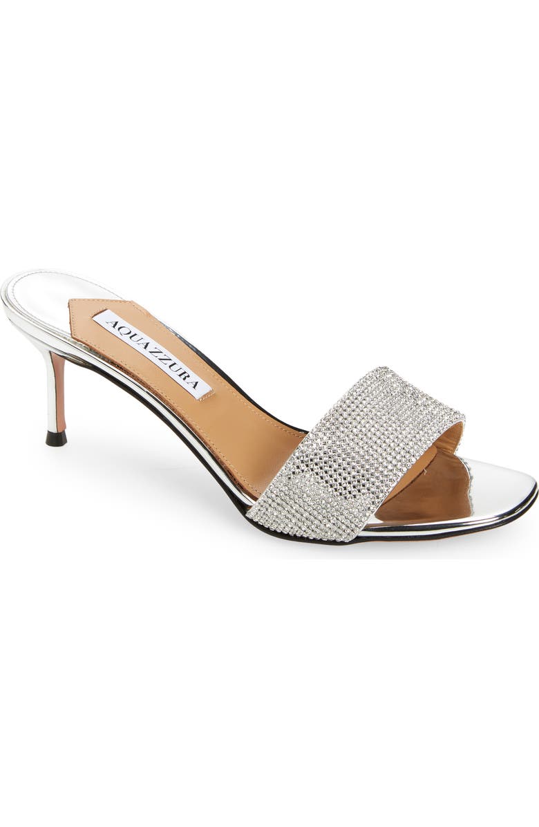 Aquazzura Wonderland Embellished Slide Sandal, Main, color, Silver