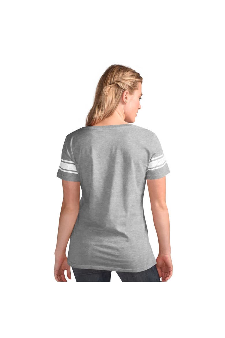 Women's G-III 4Her by Carl Banks  Heather Gray Minnesota Vikings First Pick Distressed V-Neck T-Shirt, Alternate, color, Heather Gray