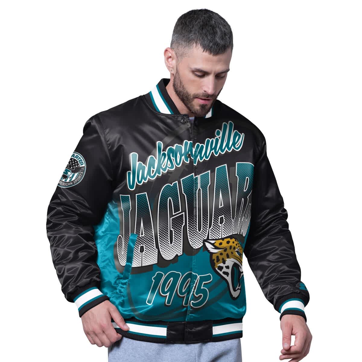 Starter Black Jacksonville Jaguars Pass Rush Varsity Full-snap Jacket