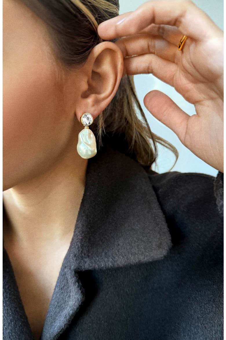 Elizabeth Drop Earrings, Alternate, color, PEARL