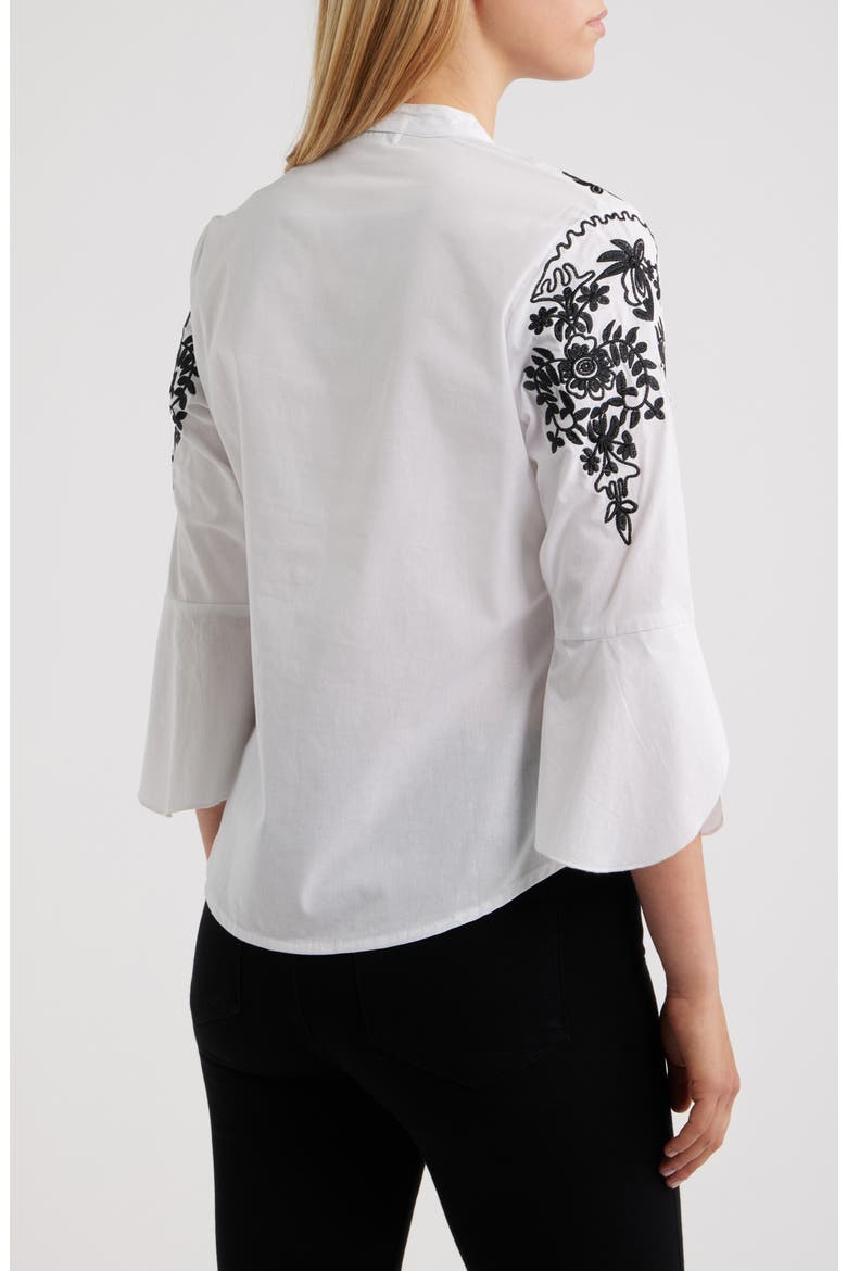 Veronique Embroidered Cotton Button-Up Shirt, Alternate, color, WHITE