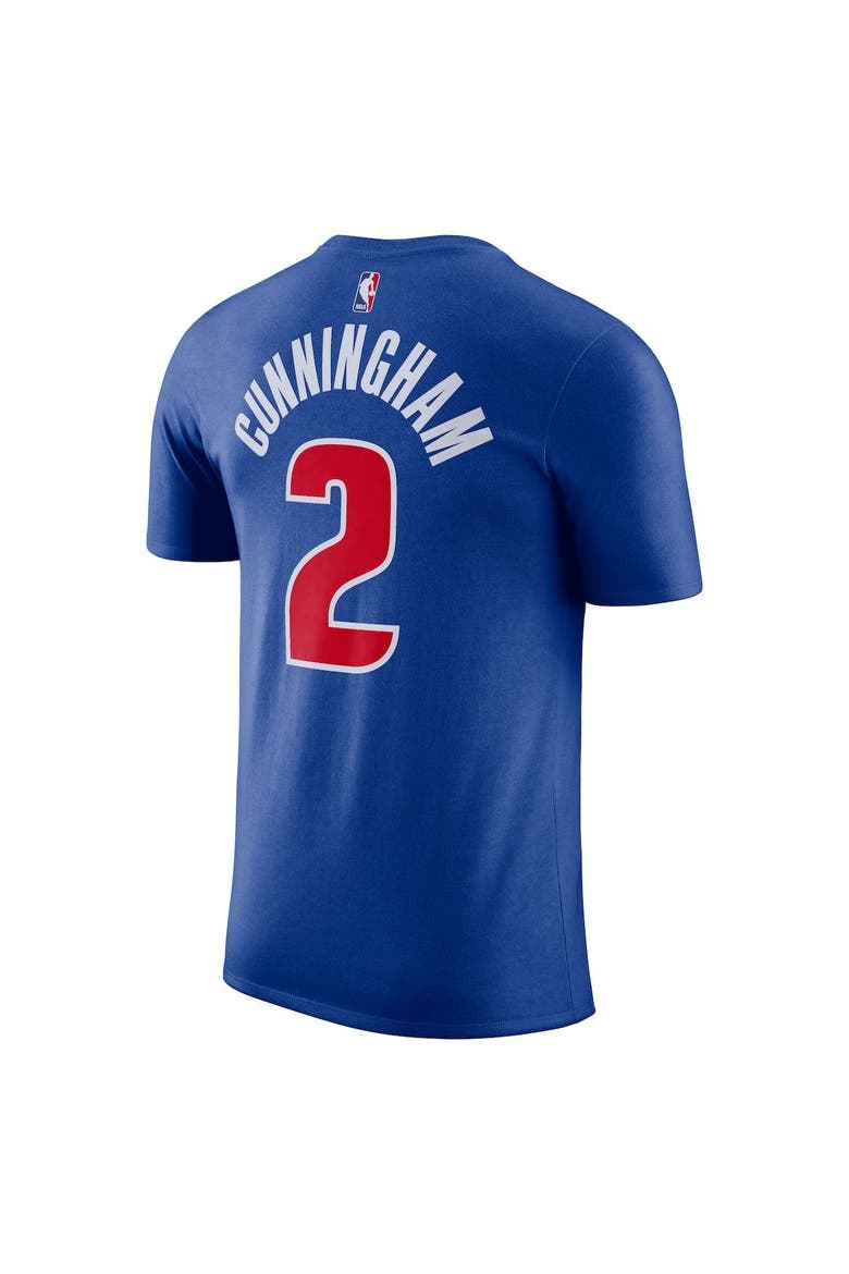 Men's Nike Cade Cunningham Blue Detroit Pistons Icon 2022/23 Name & Number T-Shirt, Alternate, color, Blue