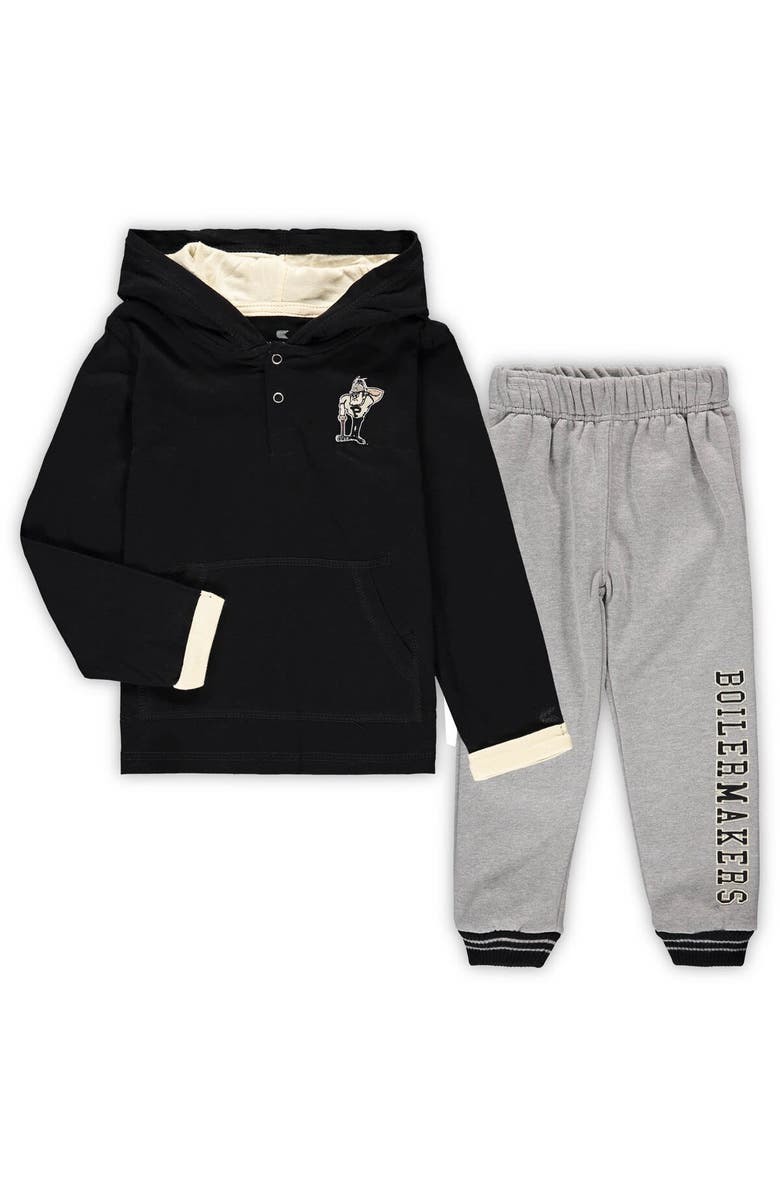 COLOSSEUM Toddler Colosseum Black/Heathered Gray Purdue Boilermakers Poppies Hoodie and Sweatpants Set, Main, color, Black