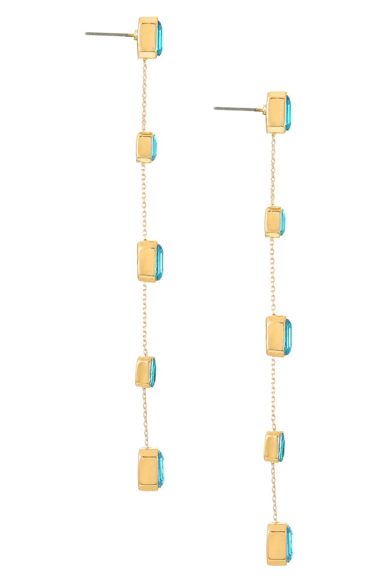 Ettika Baguette Crystal Linear Drop Earrings, Alternate, color, Aqua