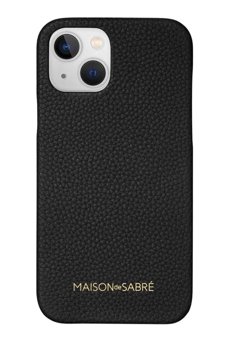 Leather Phone Case, Main, color, Black Caviar