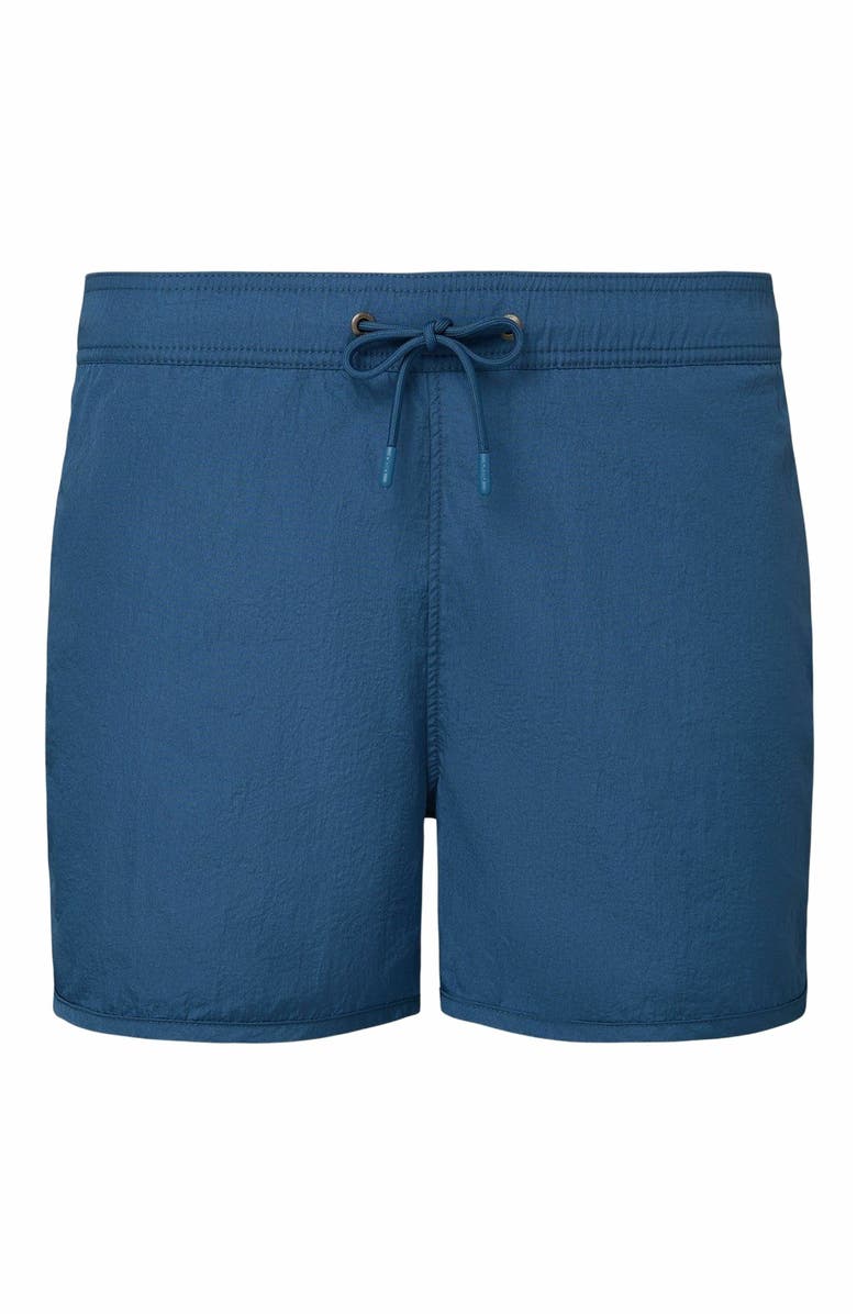 Onia Nylon Crinkle 4" Scallop Swim Trunk, Alternate, color, Pool Blue