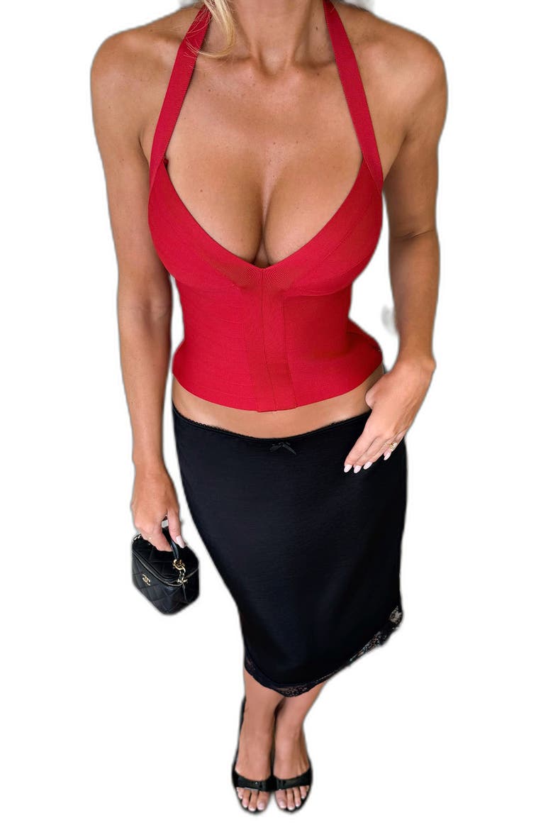 Sydel Bandage Halter Top, Alternate, color, RED