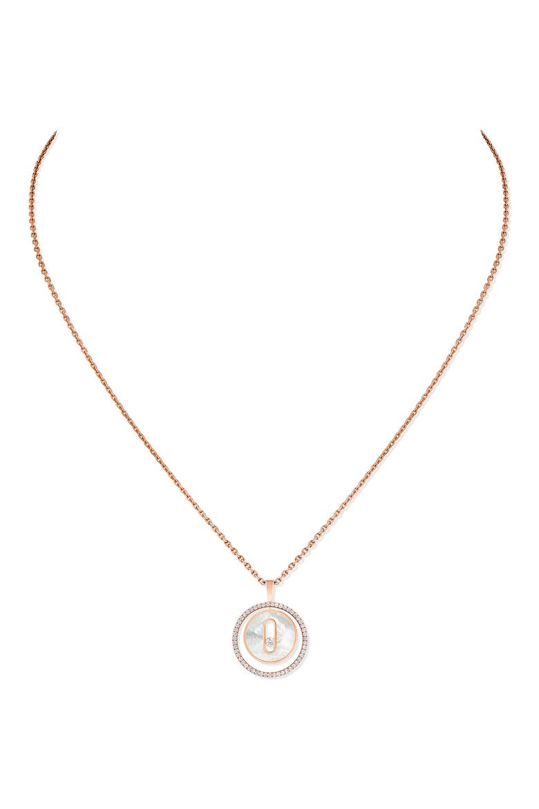 Lucky Move Mother-of-Pearl & Diamond Pendant Necklace, Main, color, PINK GOLD