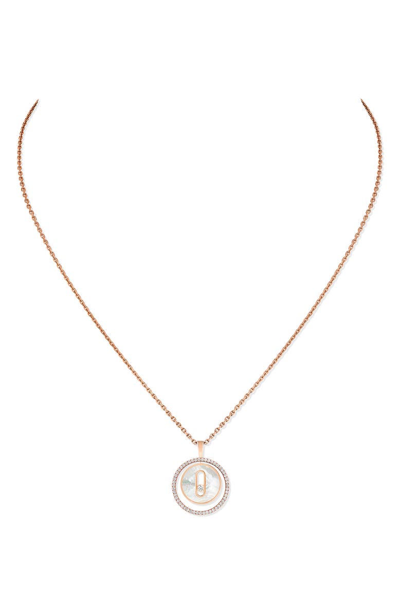 Messika Lucky Move Mother-of-Pearl & Diamond Pendant Necklace, Main, color, Pink Gold