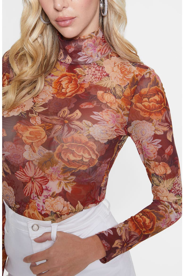 Kamaria Mesh Turtleneck Top, Alternate, color, DIGITAL TAPESTRY PRINT MAROON