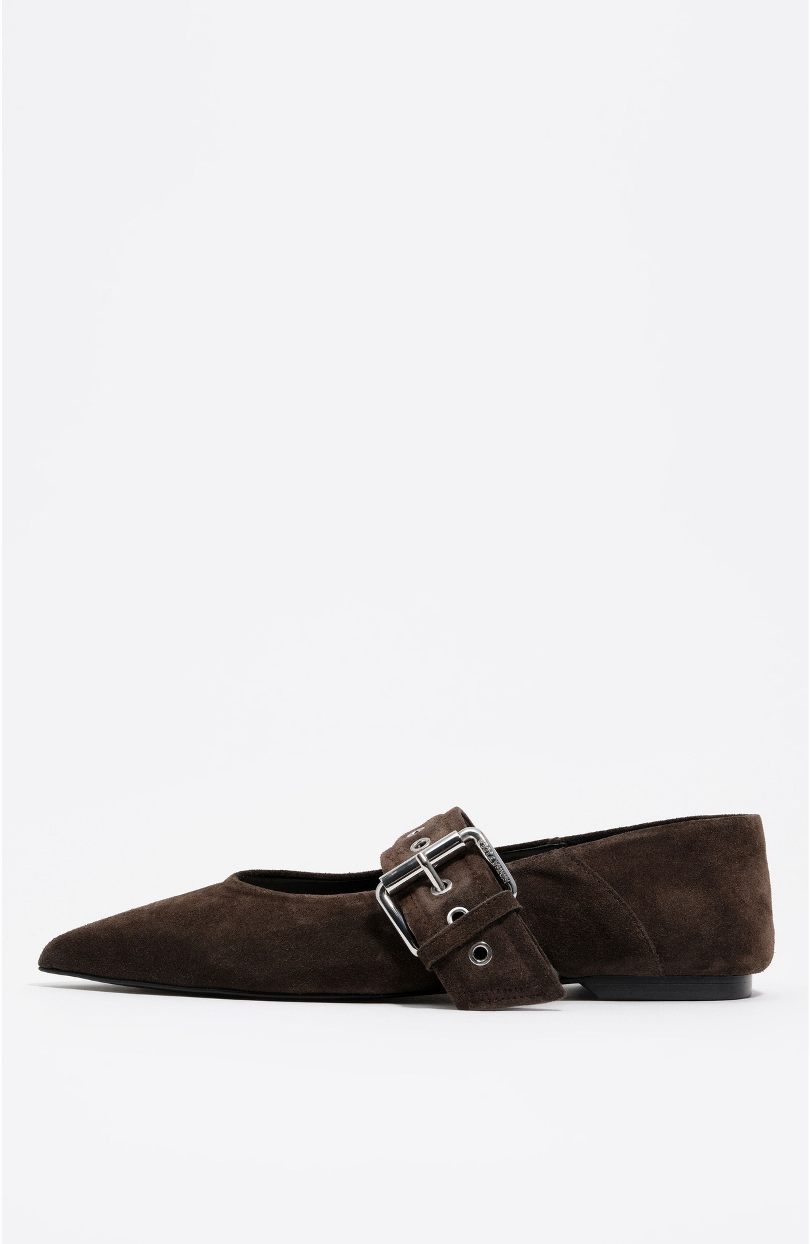 Bimba y Lola Suede Ballerina, Main, color, Dark Brown