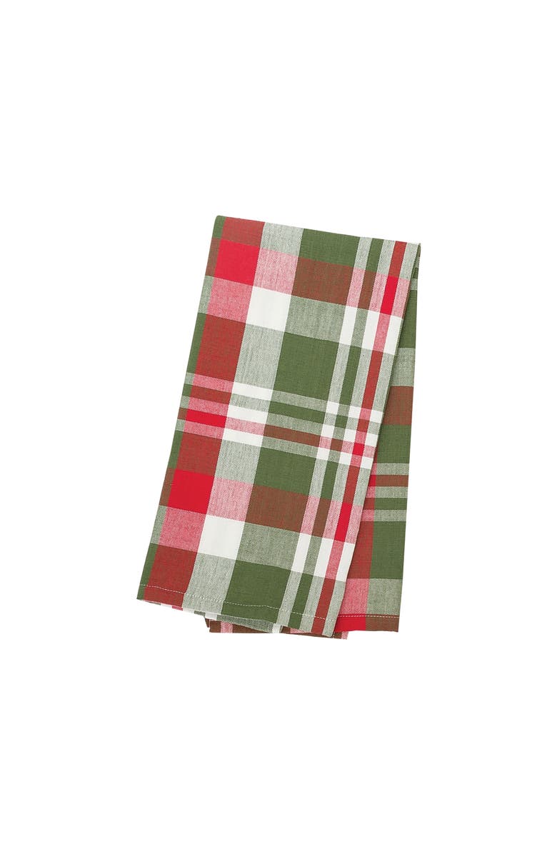 C&F Home Owen Plaid Woven Plaid Woven Cotton Kitchen Dishtowel, Main, color, White