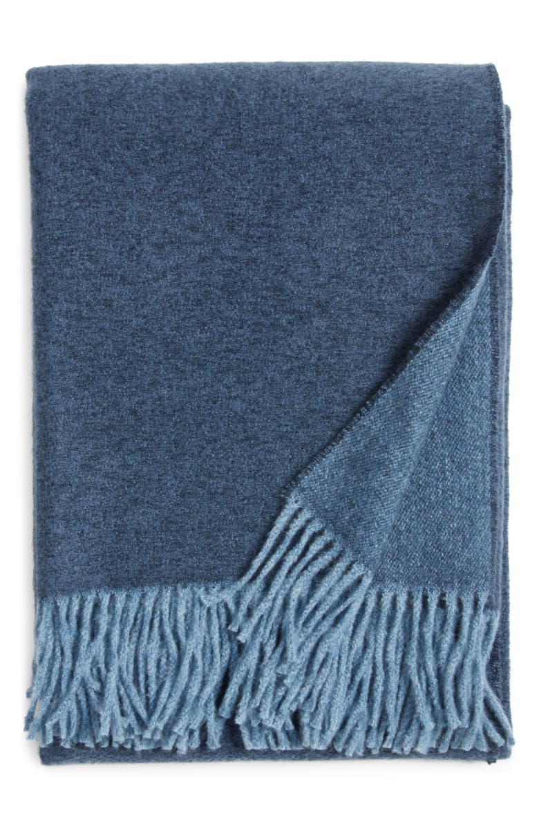Nordstrom Woven Fringe Throw Blanket, Main, color, Navy Blue