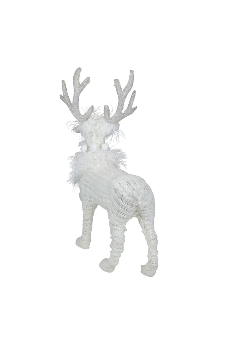 Northlight Cable Knit Sweater Standing Reindeer Christmas Figure - 13.5" - White, Alternate, color, White