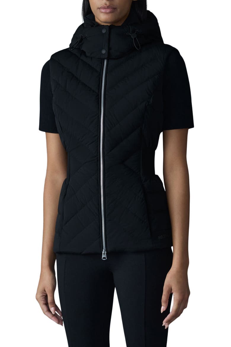Hoshi Hooded Quilted Down Vest, Main, color, BLACK