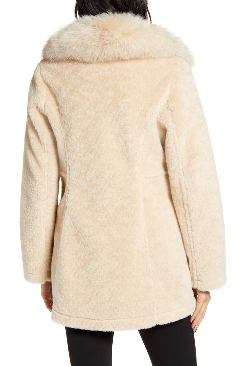 Derek Lam 10 Crosby Genuine Shearling & Fox Fur Coat, Alternate, color, 