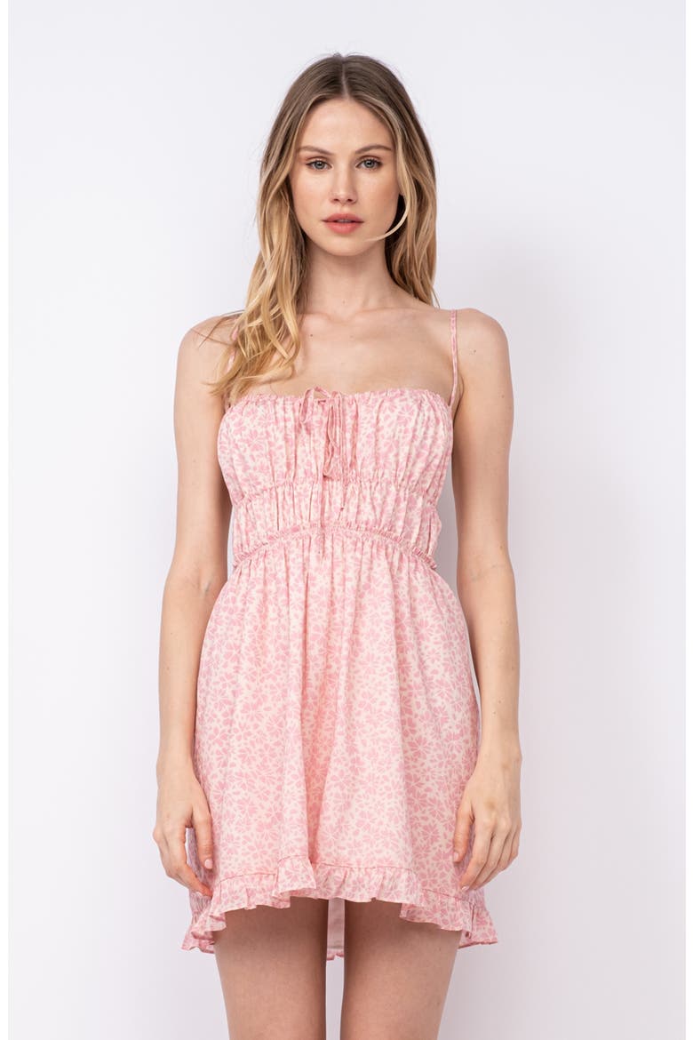 Floral Tie Open Back Cotton Minidress, Alternate, color, PINK